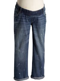 Maternity Low-Rise Distressed Jeans
