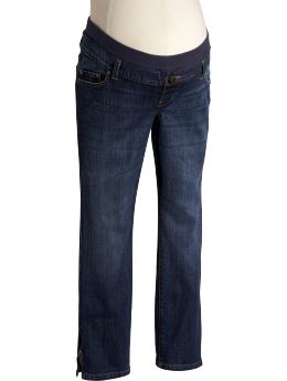 Maternity Low-Rise Ankle-Zip Denim Capris