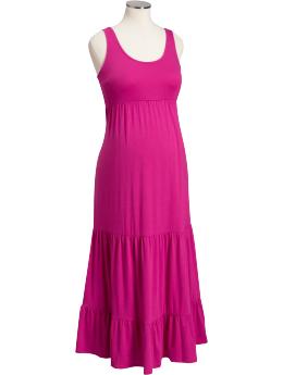Maternity Tiered Jersey Maxi Tank Dresses