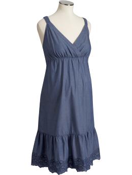 Maternity Cross-Front Chambray Dresses