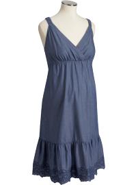 Maternity Cross-Front Chambray Dresses