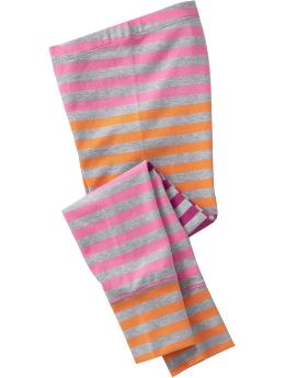 Girls Striped Wide-Cuff Leggings