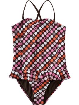 Girls Polka Dot-Print Swimsuits