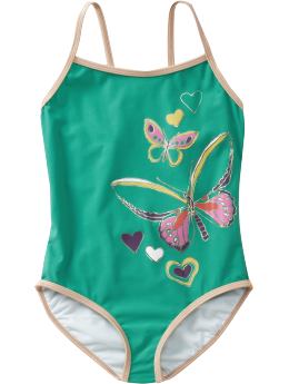 Girls Foil-Graphic Swimsuits
