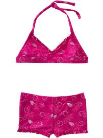 Girls Floral-Print Ruffled Boy-Short Bikinis