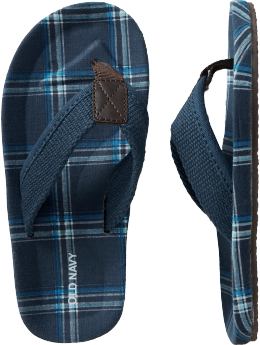 Boys Plaid Canvas Flip-Flops