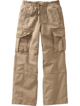 Boys Elasticized-Waist Twill Cargos