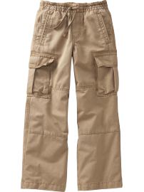 Boys Elasticized-Waist Twill Cargos