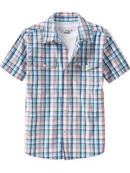 Boys Short-Sleeve Plaid Shirts
