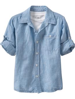 Boys Roll-Sleeve Linen Shirts