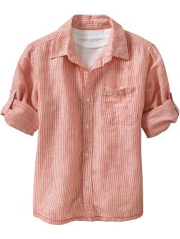 Boys Roll-Sleeve Linen Shirts
