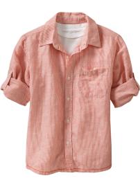 Boys Roll-Sleeve Linen Shirts