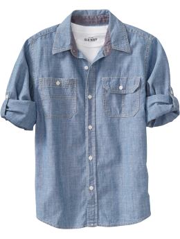 Boys Chambray Roll-Up Shirts