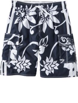 Boys Hibiscus-Print Swim Trunks