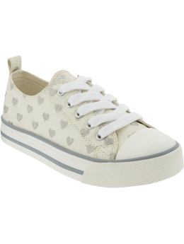 Girls Glitter Heart-Print Sneakers