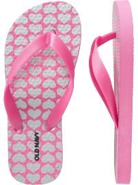 Girls Heart-Print Flip-Flops