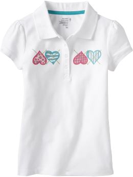 Girls Patterned Pique Polos