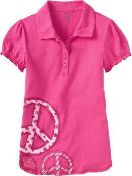 Girls Printed Puff-Sleeve Polos