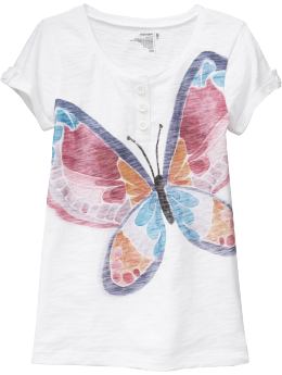 Girls Button-Tab Henleys