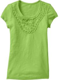 Girls Slub-Knit Jersey Applique Tops