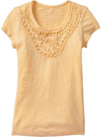 Girls Slub-Knit Jersey Applique Tops