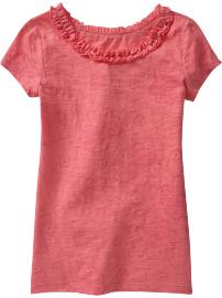 Girls Ruffled Slub-Knit Tees