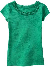 Girls Ruffled Slub-Knit Tees