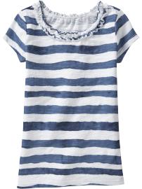 Girls Ruffled Slub-Knit Tees