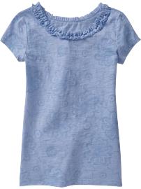 Girls Ruffled Slub-Knit Tees