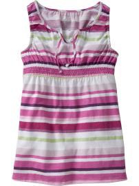 Girls Smocked Keyhole Babydoll Tops