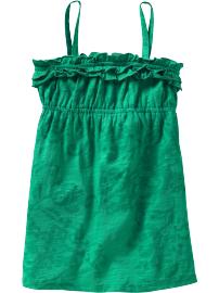 Girls Slub-Knit Ruffled Tanks
