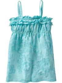 Girls Slub-Knit Ruffled Tanks