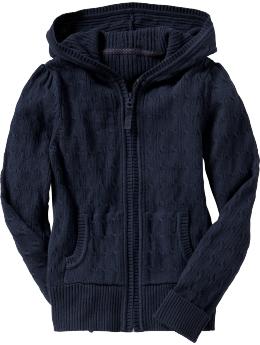 Girls Cable-Knit Zip Cardigans