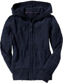 Girls Cable-Knit Zip Cardigans