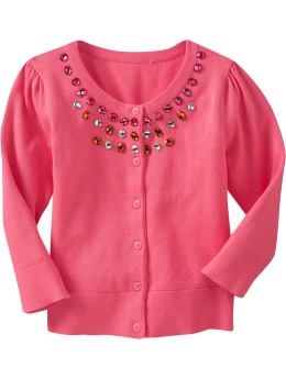 Girls Faux-Gem Cropped Cardigans