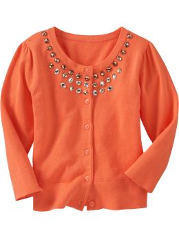 Girls Faux-Gem Cropped Cardigans