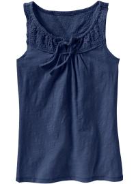 Girls Eyelet-Yoke Slub-Knit Tanks