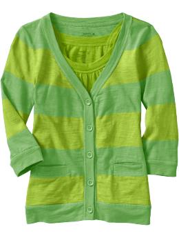 Girls Slub-Knit Cardigan Twin Sets