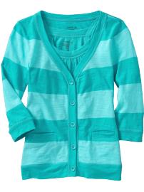 Girls Slub-Knit Cardigan Twin Sets