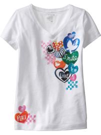 Girls V-Neck Heart Graphic Tees