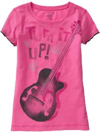 Girls Pieced-Sleeve Graphic Tees