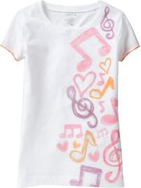 Girls Pieced-Sleeve Graphic Tees