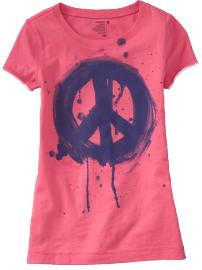 Girls Pieced-Sleeve Graphic Tees