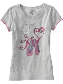 Girls Pieced-Sleeve Graphic Tees