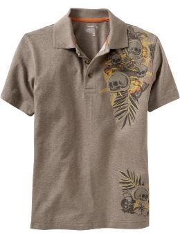 Boys Tropical-Skull Graphic Polos