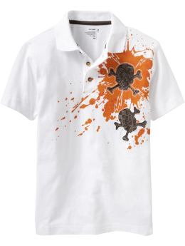 Boys Skull Cut-Out Graphic Polos
