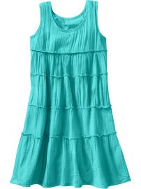 Girls Gauzy Ruffle-Tiered Dresses