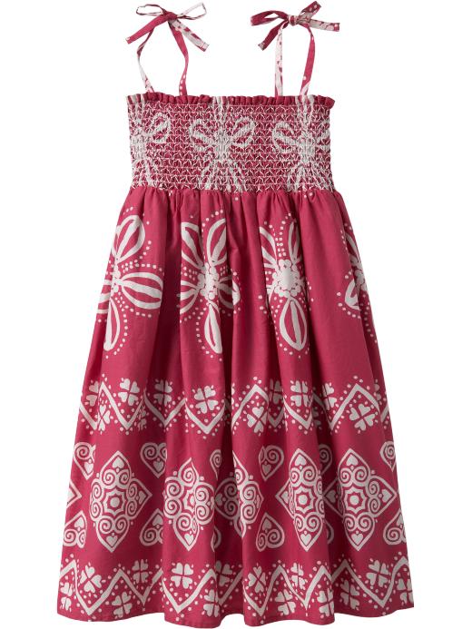 Old Navy Girls Smocked Folk-Art Print Dresses