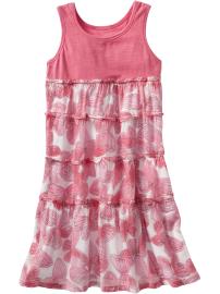 Girls Tiered Butterfly-Print Dresses