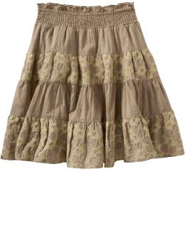 Girls Metallic-Embroidered Tiered Skirts